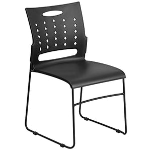 Flash Furniture Stack Chair 5 Pack - 881 lb. Capacity Black Sled Base, Air-Vent Back