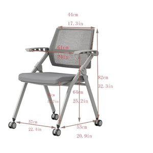 Shenairx Foldable Reception Guest Chair 10 Pack with Wheels, Ergonomic Mesh Lumbar Support & Thickened Cushion