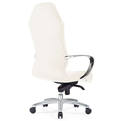Modern Ergonomic Sterling Leather Executive Chair with Aluminum Base- Cream