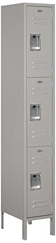 Salsbury Industries 63165GY-U Triple Tier 12-Inch Wide 6-Feet High 15-Inch Deep Unassembled Standard Metal Locker, Gray