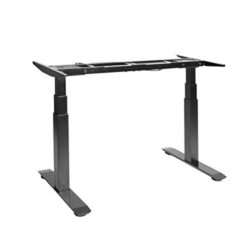 Seville Classics AIRLIFT S3 Electric Standing Desk Frame (Max. Height 50.4") /w 4 Memory Buttons LED Height Display - Base Only, Extends 45" to 62.9" W, 3-Section Base, Dual Motors, Black