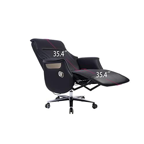 REDSIRIUS Leather High Back Reclining Office Chair with Foot Rest, Computer Gamer Swivel Desk - Ergonomic & Comfortable
