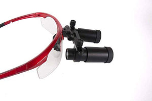 BONEW Dental Surgical Binocular Loupe Magnifier 420mm Working Distance 5.0X-R Sport Type for ENT/Vet Red/BlackMagnifier Sport Type for ENT/Vet Red (Red, 5.0-R)