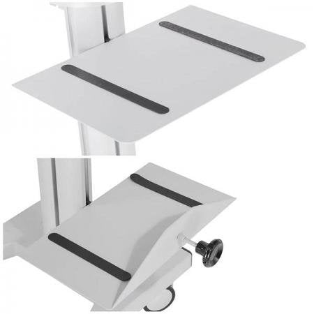 AMPERSAND SHOPS Mobile PC Laptop Stand Workstation Cart with Caster Wheels (Silver)