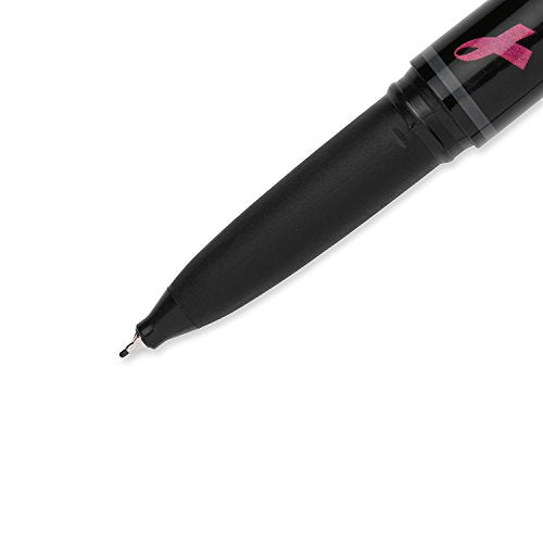 Sharpie 1800067 Pink Ribbon Fine-Point Grip Pen, Black, 12-Pack