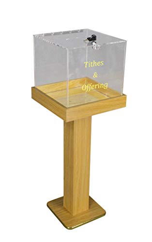 FixtureDisplays® Wood Acrylic Large Floor Standing Tithing Box Offering Box Ballot Box Church Donation Box 14300