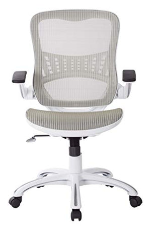 Office Star Ventilated Manager's Desk Chair with Breathable Mesh Seat and Back, White Base