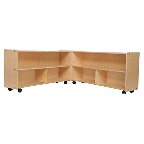 Contender Classroom Storage Cabinet with Casters, Wooden Kids Bookcase, Toy Organizer, Arts, Crafts & Supplies Storage Unit in Natural Finish - Made in USA