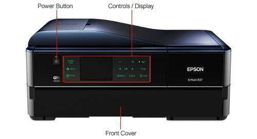 Epson Artisan 837 USB/Ethernet/Wireless-N Color Inkjet Scanner Copier Fax Photo Printer w/Card Reader & 3.5" LCD (Black)
