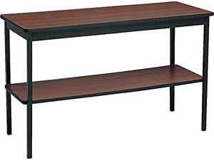 Barricks Utility Table with Bottom Shelf, 48" x 18" x 30", Walnut/Black