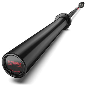 Synergee Games 20kg Colored Men’s Black Cerakote Barbell. Rated 1500lbs for Weightlifting, Powerlifting and Crossfit
