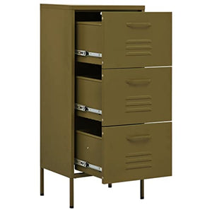 Youuihom Free-Standing Storage Cabinet with Drawers, Olive Green Steel 16.7"x13.8"x40