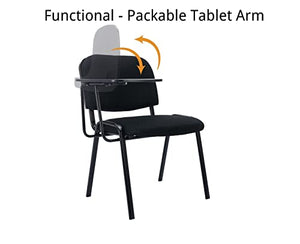 Shunzhi Stackable Chairs Set of 5 with Tablet Arm - Black