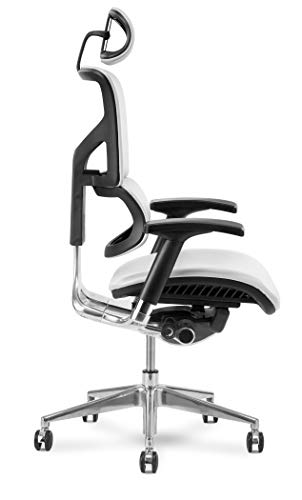 X-Chair X4 White Leather Executive Chair with Headrest - Ergonomic Office Seat