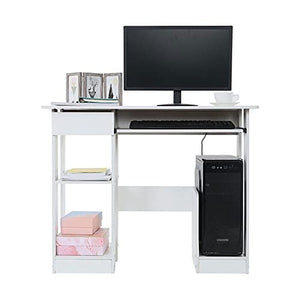 Computer Folding Table Computer Desk with Drawer and Storage Shelves Study Writing Table for Home Office Workstation Study Writing Desk Office Desk