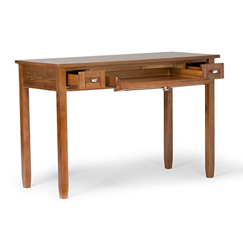 SIMPLIHOME Warm Shaker SOLID WOOD Rustic Modern 48 inch Wide Home Office Desk, Writing Table, Workstation, Study Table Furniture in Light Golden Brown with 2 Drawerss