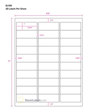 Mailing Address Labels from SheetLabels.com, 1" x 2-5/8", Laser or Inkjet Printable, 30-Up FBA Labels, Easy to Peel, 150000 Labels - 5000 Sheets