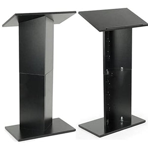 None Lectern Podium Stand, Portable Wooden Reception Desk, Black