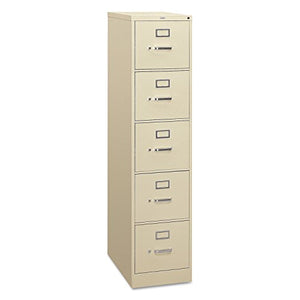 HON 310 Series 5-Drawer Vertical File Cabinet - Letter Width - Putty (H315)