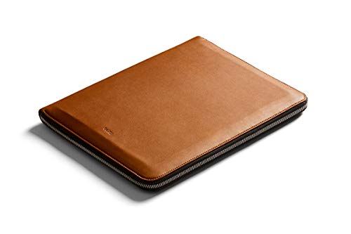 Bellroy Work Folio A4 (Premium Leather Portfolio, Zipper Closure, Organizers A4 Notebooks, Pens, Phone, Cards & More) - Caramel