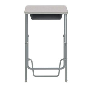 Safco AlphaBetter 2.0 Student Desk with Swinging Footrest Bar, Sit to Stand, 29”-43”, Pebble Gray