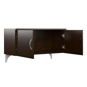 Bush Business Furniture Office in an Hour 4 Person L Shaped Cubicle Workstations in Mocha Cherry