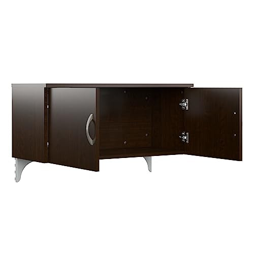 Bush Business Furniture Office in an Hour 3 Person L Shaped Cubicle Workstations in Mocha Cherry