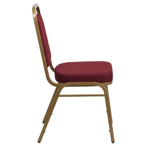 LIVING TRENDS Marvelius Trapezoidal Banquet Chair 20 Pack - Burgundy Patterned Fabric, Gold Frame