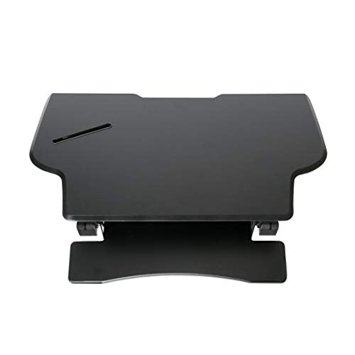 Seville Classics OFF65878 AIRLIFT 47" Extra-Wide Gas-Spring Height Adjustable Standing Desk Converter Workstation Ergonomic Dual Monitor Riser with Keyboard Tray and Phone/Tablet Holder, Large, Black