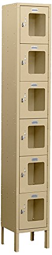 Salsbury Industries S-66168TN-U Six Tier Box Style 12-Inch Wide 6-Feet High 18-Inch Deep Unassembled See Through Metal Locker, Tan Brown