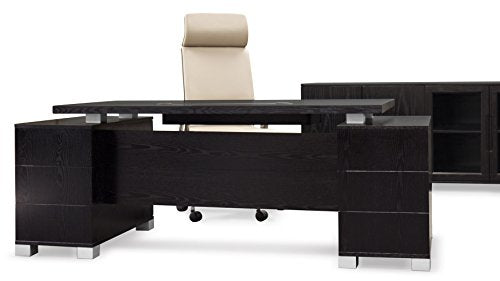 Ford Executive Modern Desk with Filing Cabinets - Black Oak Finish