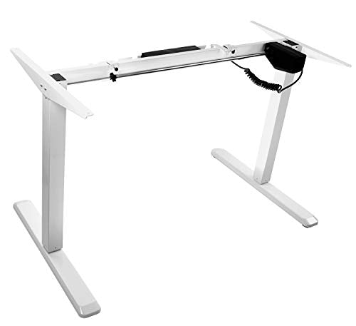 Mount-It! Electric Standing Desk Frame | Height Adjustable Motorized Sit Stand Desk Base with Controller | Single Motor Stand Up Ergonomic Workstation | Steel Legs | White