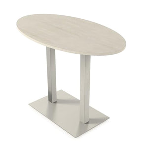 SKUTCHI DESIGNS INC. Harmony Series Small Oval Standing Height Breakroom Table | Sea Salt/Silver Base | 34"x60