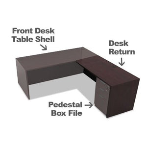 Alera Valencia Collection Full Office Desk Bundle Includes 1 Front Desk Table Shell 1 Pedestal Box File and 1 Desk Return (Espresso - Office Desk Bundle)