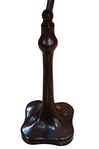 HT Tiffany Style Traditional Banker’s Desk Lamp, Rose Stained Glass Shade Cast Iron Base