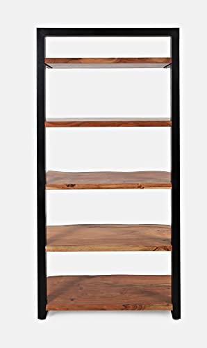 Jofran Inc. Acacia Hardwood Live Edge Bookcase, 5 Shelf, 35''Wx14''Dx71''H, Natural Finish