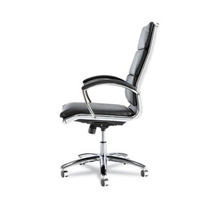Alera ALENR4119 Neratoli Series High-Back Swivel/Tilt Chair, Black Leather, Chrome Frame