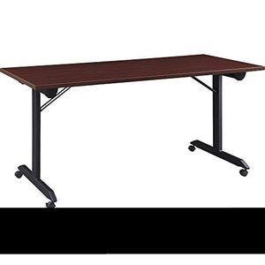 Lorell Mobile Folding Training Table, Brown, Powder Coated