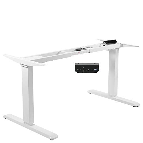 VIVO White Electric Dual Motor Stand Up Desk Frame with Cable Management Rack, Ergonomic Height Adjustable Standing DIY Workstation, DESK-V103EW