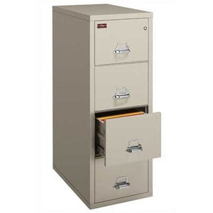 FireKing Fireproof 4-Drawer Vertical Legal File - Platinum, Combination Lock