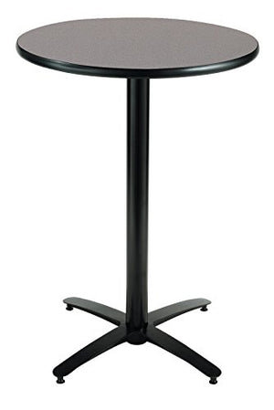 KFI Seating Round Bar Height Pedestal Table with Arched X Base, Commercial Grade, 42-Inch, Graphite Nebula Laminate, Made in the USA