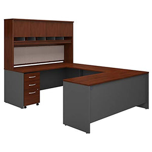 Bush Business Furniture Series C U Shaped Desk with Hutch and Storage, 72W, Hansen Cherry