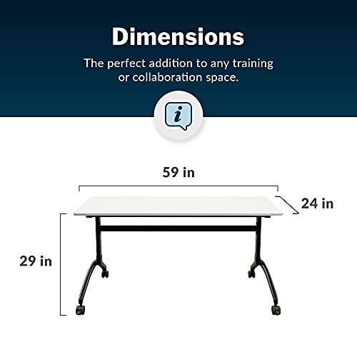 Vari Flip Top Training Table 5 - Foldable Top, Rolling Casters, Linking Brackets - White