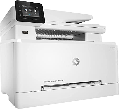 HP Color Laserjet Pro M283cdw Wireless All-in-One Laser Printer, Print Scan Copy Fax, Auto 2-Sided Printing, 22ppm, 600x600DPI, 260-Sheet, Remote Mobile Print, White, Durlyfish USB Printer Cable
