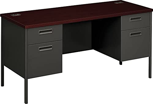 HON Metro Series Kneespace Credenza, 60w x 24d x 29 1/2h, Mahogany/Charcoal