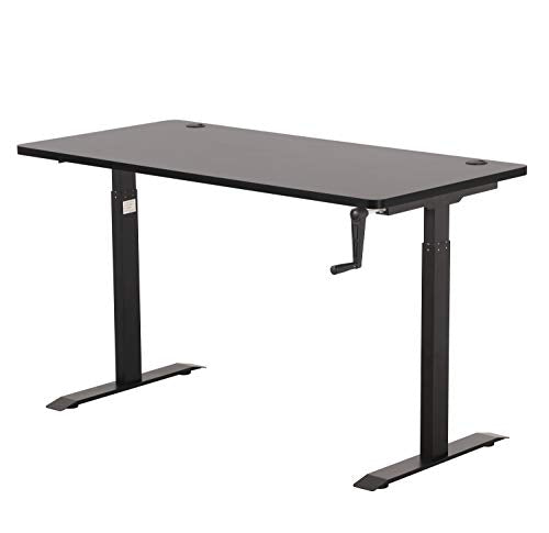 UNICOO – Primum Quality 55.12 x 27.6 Inch Crank Height Adjustable Standing Desk, Sit to Stand up Desk, Home Office Computer Table (Black Frame/Black Top-55IN-Crank)