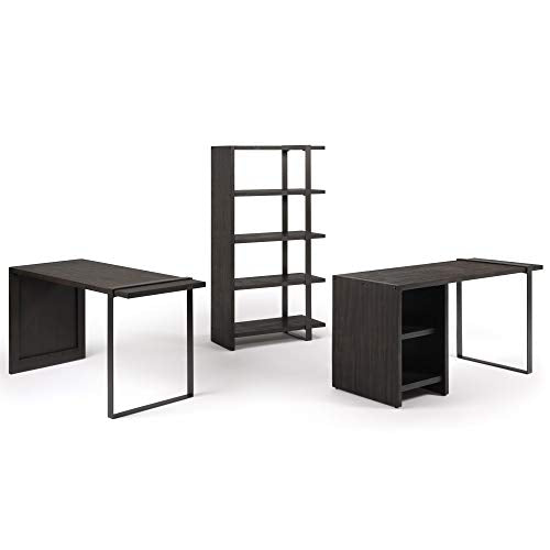 Simpli Home AXCMTG-09 Montgomery Solid Acacia Wood 66 inch x 36 inch Modern Industrial Bookcase in Distressed Dark Brown