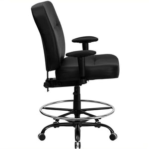 Scranton & Co Black Leather Drafting Chair with Arms