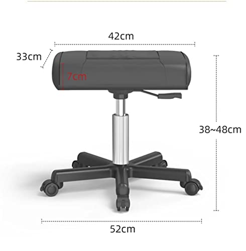 Office Footrest Rolling Foot Stool with Wheels, Height-Adjustable Gaming Chair Foot Stool Pu Leather Foot Stand Under Desk Rolling Leg Rest, Small Footstool (Black)