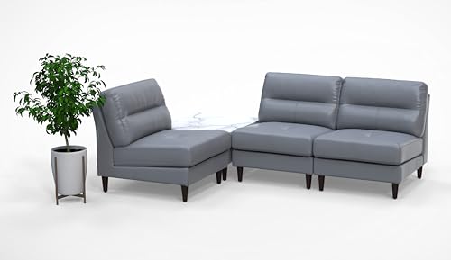 BREAKtime 3 Person Waiting Reception Lounge Chairs Set with Charging Tables - Model 8142, Graphite Gray Leather